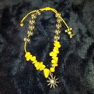Yellow Pebble Bracelet with Sun Charm